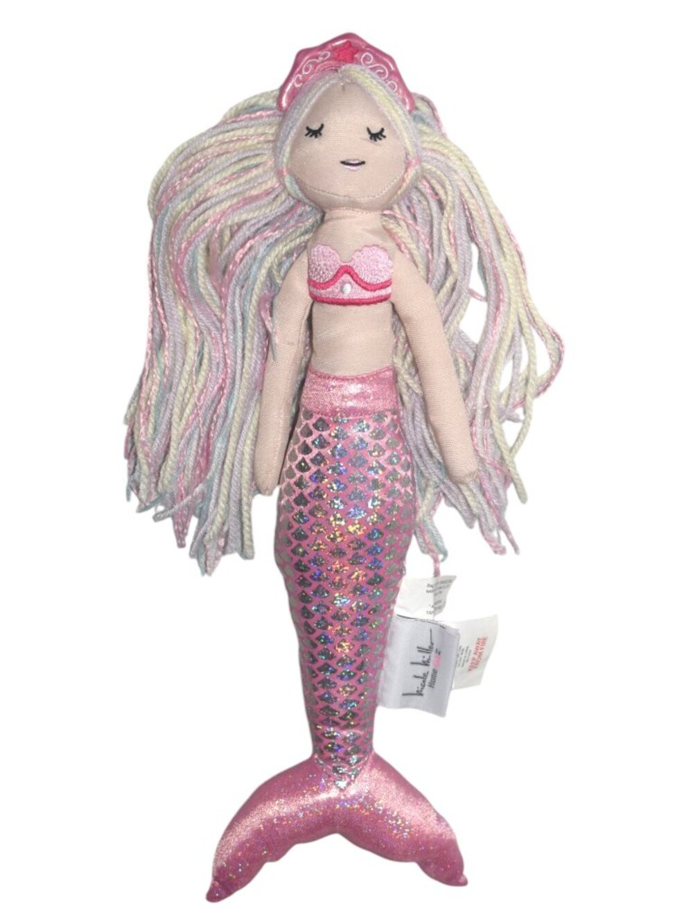 Nicole Miller Kids Pink Mermaid Plush Doll 16" Pastel Yarn Hair Whimsical